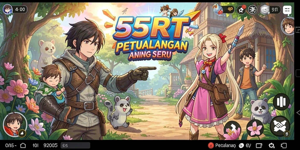 Screenshot gameplay 55RT menampilkan karakter Anime dalam aksi.