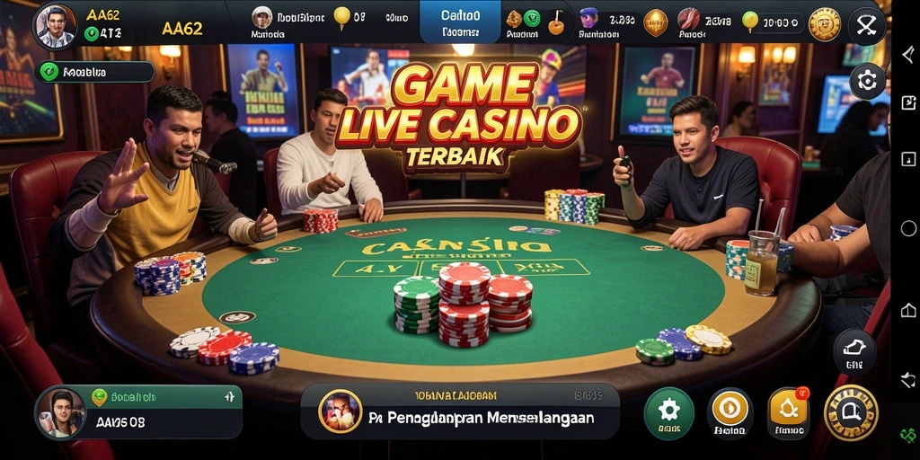 Tampilan gameplay Live Casino di AA62 yang menegangkan.