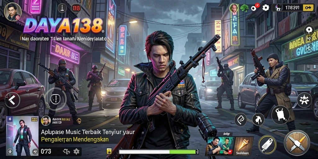 Screenshot <strong>DAYA138</strong> menunjukkan antarmuka pengguna modern dengan pilihan lagu yang beragam.