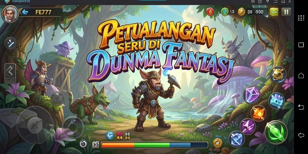 Tangkapan layar gameplay menunjukkan petualangan menegangkan di dunia fantasi.