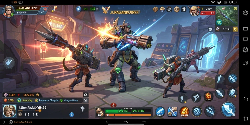 Tampilan gameplay menegangkan dalam JURAGANKOIN99, memperlihatkan aksi strategi.
