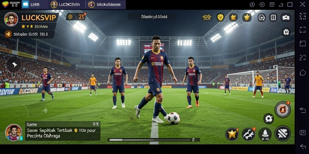 Tampilan gameplay yang menampilkan aksi sepak bola seru di LUCKSVIP.