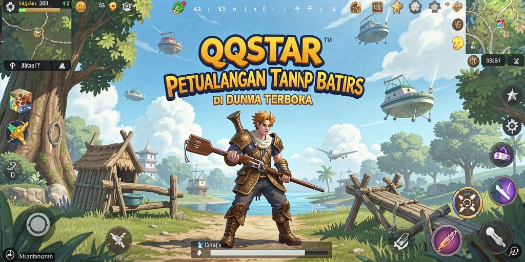 Screenshot menampilkan karakter utama menjelajahi dunia terbuka yang indah.