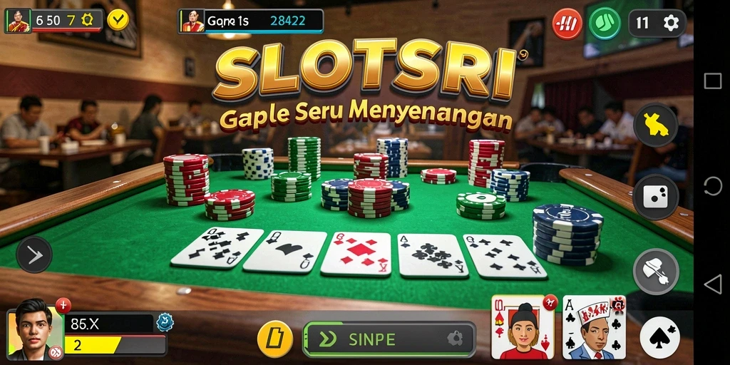 Screenshot gameplay SLOTSRI menampilkan suasana seru permainan Gaple.