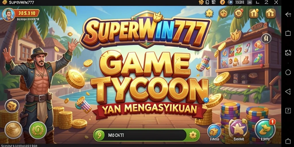 Tampilan gameplay <strong>SUPERWIN777</strong> yang seru dalam membangun bisnis Tycoon.