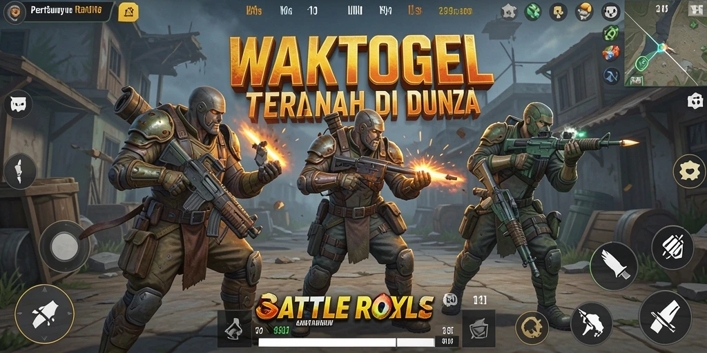 Tampilan aksi gameplay seru dalam game Battle Royale WAKTOGEL.