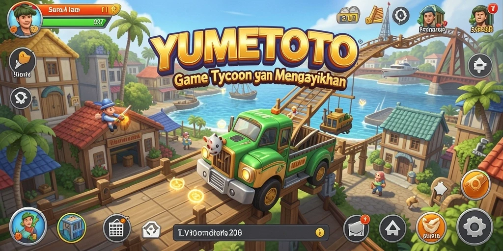 Screenshot YUMETOTO menunjukkan gameplay Tycoon yang menarik dan interaktif.